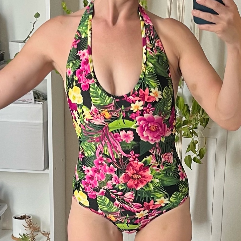Tropical Ultra Low-Back One Piece Swimsuit Bodysuit